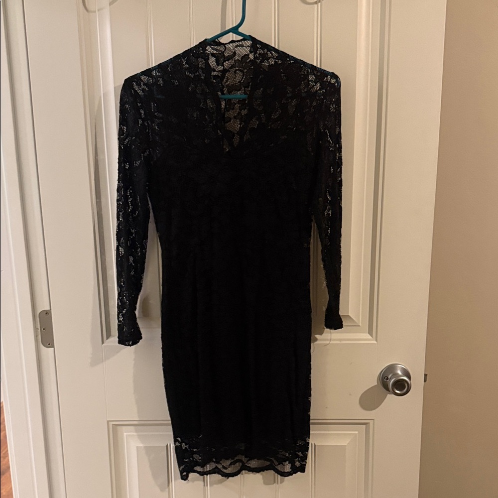 ASOS Black Lace Long Sleeve Dress